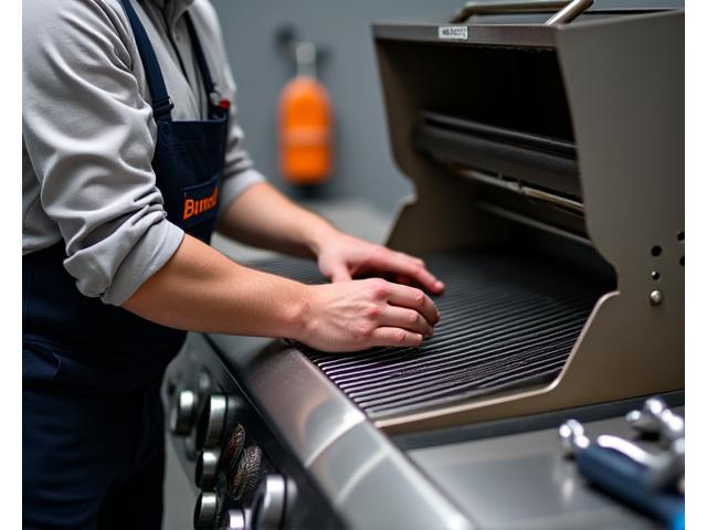 Techniker bei der Wartung eines Gasgrills