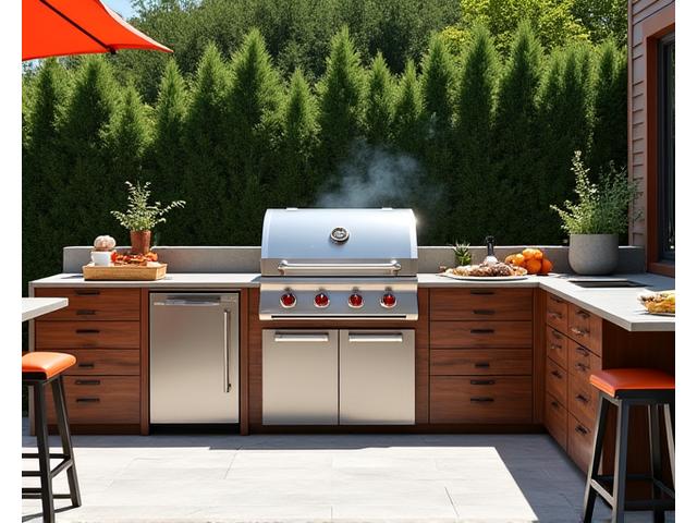 Beispiel einer fertiggestellten Outdoor-Küche mit Burnhard Grill