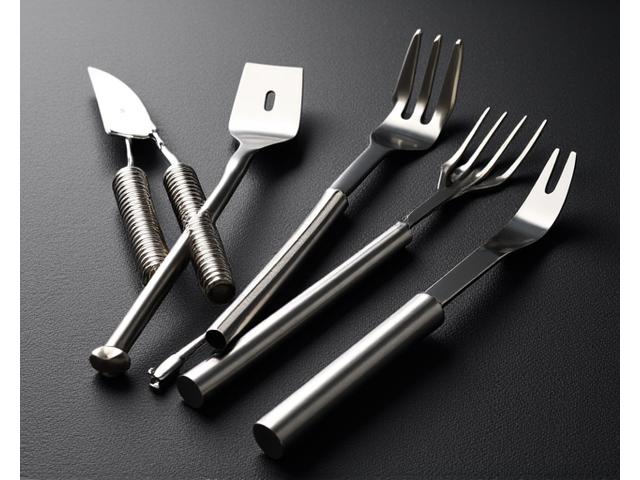 Edelstahl Grillbesteck Set mit Zange, Wender und Gabel